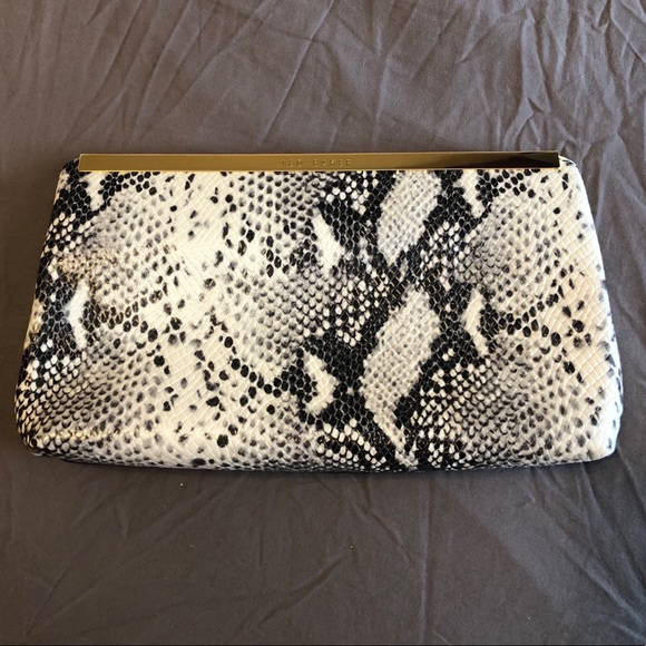 TED BAKER Leather Snakeskin Purse with Chain - Picture 2 of 5
